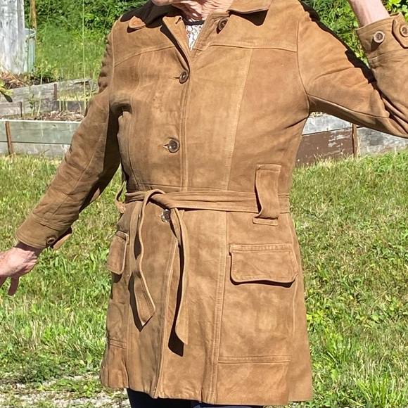 New England Sportswear Suede Leather Coat mid thigh length, zippered inner liner - Picture 11 of 12
